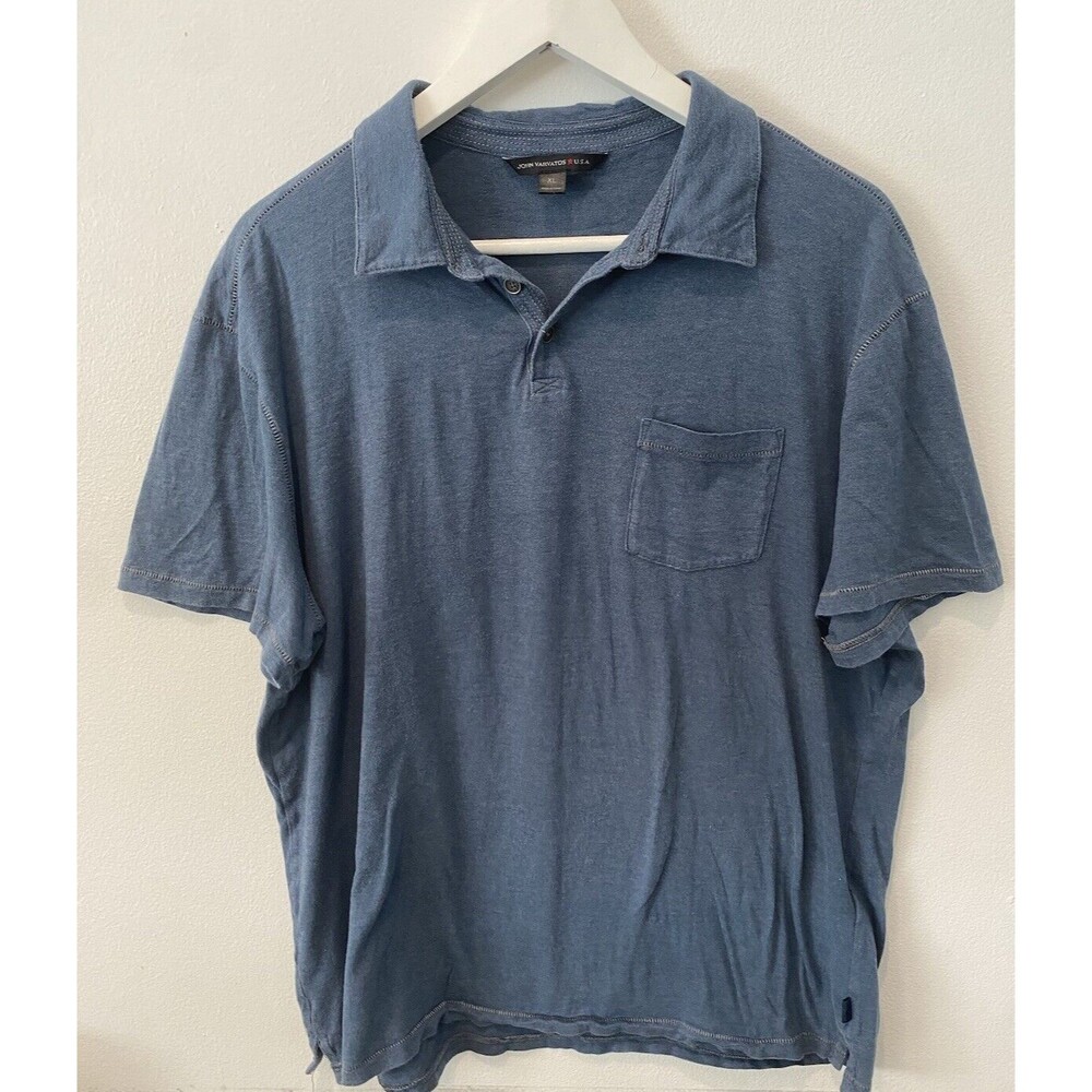 John Varvatos USA Polo Shirt Men's‎ Size XL Blue Short Sleeve